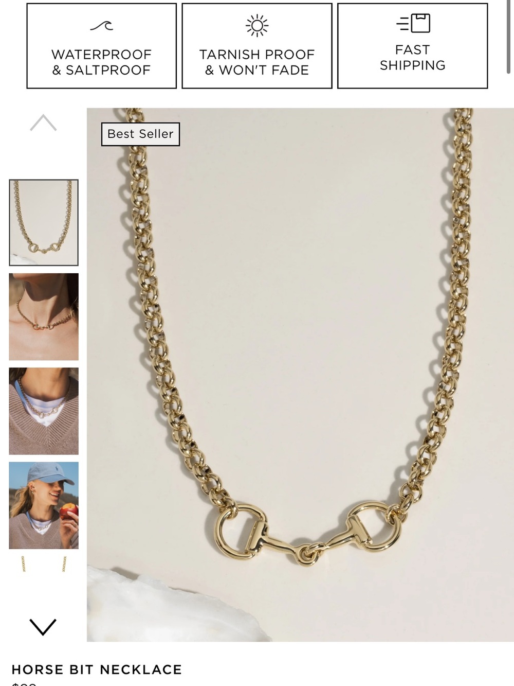 James Michelle Gold Horse Bit Chain Necklace